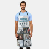 グランドパあなたは私たちのヒーロー6写真コラージュ エプロン (着用した状態)