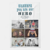 グランドパあなたは私たちのヒーロー6写真コラージュ キッチンタオル (縦)