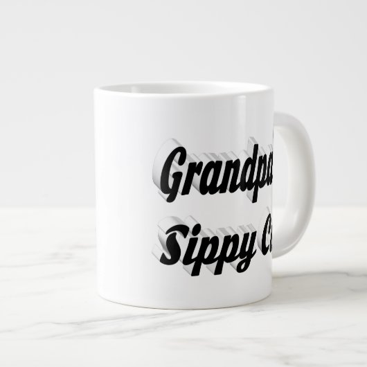 グランドパおもしろいコーヒー引用文ブラック文字 ジャンボコーヒーマグカップ (正面右)