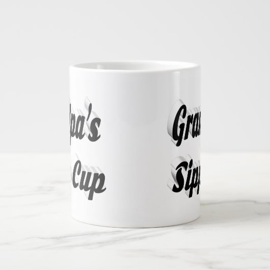 グランドパおもしろいコーヒー引用文ブラック文字 ジャンボコーヒーマグカップ (正面)