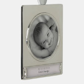 グランドパのクリスマスパーソナライズされた第1回名写真 シルバープレートバナーオーナメント (右)