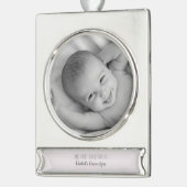 グランドパのクリスマスパーソナライズされた第1回名写真 シルバープレートバナーオーナメント (左)