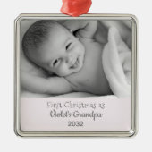 グランドパのクリスマスパーソナライズされた第1回名写真 メタルオーナメント (正面)