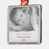 グランドパのクリスマスパーソナライズされた第1回名写真 メタルオーナメント (左)
