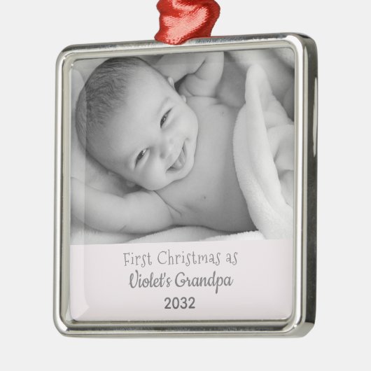 グランドパのクリスマスパーソナライズされた第1回名写真 メタルオーナメント (左)