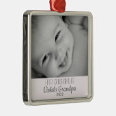 グランドパのクリスマスパーソナライズされた第1回名写真 メタルオーナメント (右)