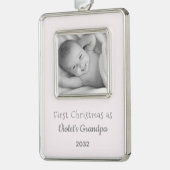 グランドパの第1回クリスマスパーソナライズされた写真名 シルバープレートフレームオーナメント (左)