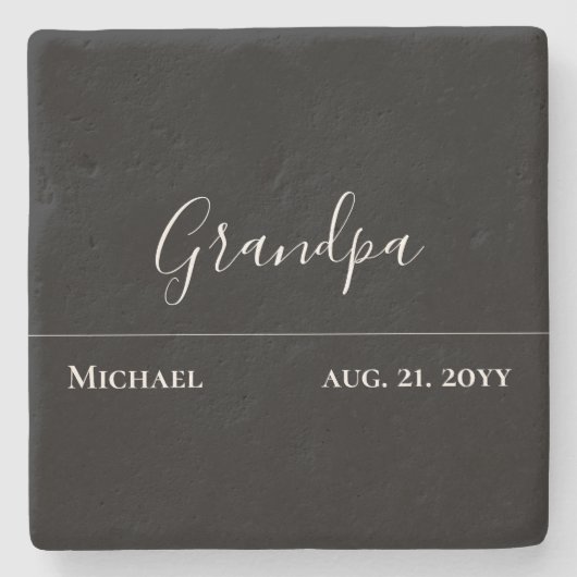 グランドパギフトモダンジェット黒パーソナライズされた ストーンコースター (正面)