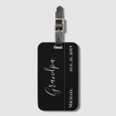 グランドパギフトモダンジェット黒パーソナライズされた ラゲッジタグ (正面縦)