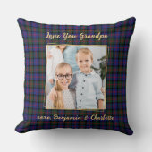 グランドパクリスマスプレイドパーソナライズされた金ゴールド写真 クッション (正面)