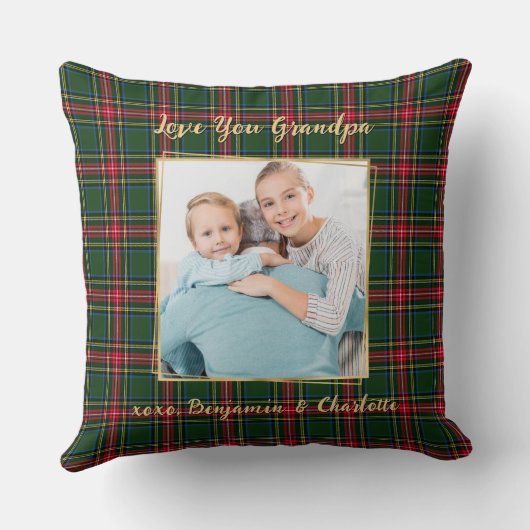 グランドパクリスマスプレドパーソナライズされた金ゴールド写真 クッション (裏面)