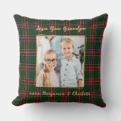 グランドパクリスマスプレドパーソナライズされた金ゴールド写真 クッション (正面)