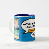 グランドパグランドドクールおもしろいモダンブルー写真 ツートーンマグカップ (正面左)