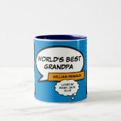 グランドパグランドドクールおもしろいモダンブルー写真 ツートーンマグカップ (中央)