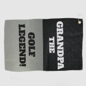 グランドパザレジェンドスマおもしろいックトークブラックシルバー ゴルフタオル (横)