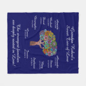 グランドパツリーフローラ、青の白、10名/日付 フリースブランケット (正面(横))