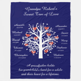 グランドパツリー(ハート)、白/青10名と日付 フリースブランケット