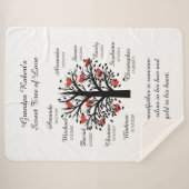 グランドパツリー(ハート)黒/白10名および日付 シェルパブランケット (正面(横))