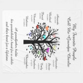 グランドパツリー(ハート)黒/白10名および日付 フリースブランケット (正面(横))