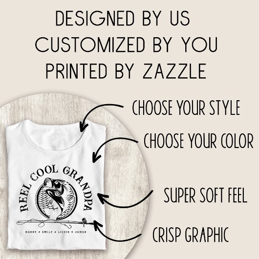 グランドパパーソナライズされたシャツリールクール魚釣り Tシャツ