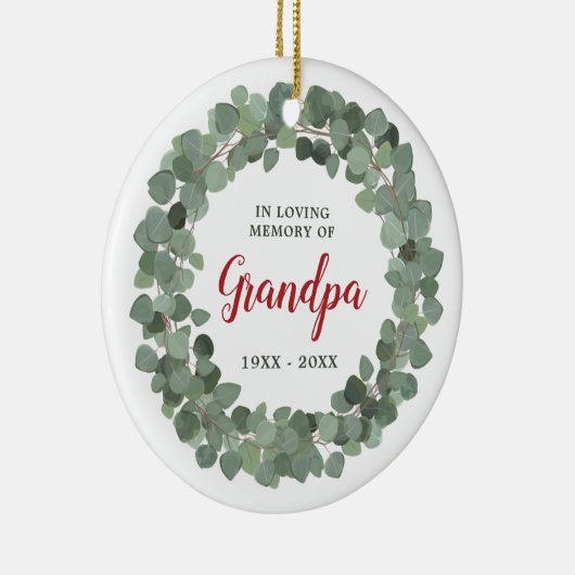グランドパパーソナライズされたメモリアル素朴セージリース セラミックオーナメント (右)