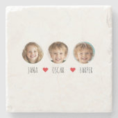 グランドパパーソナライズされたーEST 2025グランドキッズ顔 ストーンコースター (正面)