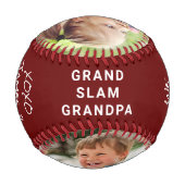 グランドパパーソナライズされた写真（赤） 野球ボール (裏面)