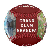 グランドパパーソナライズされた写真（赤） 野球ボール (正面)