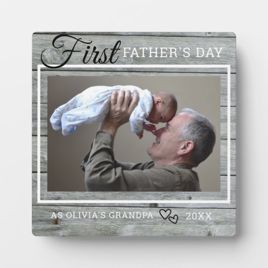 グランドパファースト父の日フォトグレイ素朴ウッド フォトプラーク (正面)
