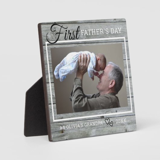 グランドパファースト父の日フォトグレイ素朴ウッド フォトプラーク (正面)