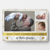 グランドパファースト父の日3写真大理石と金ゴールド フォトプラーク (正面)