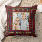 グランドパホリデイプレイド写真パーソナライズされたクリスマス クッション (ブランケット)