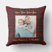 グランドパホリデイプレイド写真パーソナライズされたクリスマス クッション (裏面)