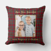 グランドパホリデイプレイド写真パーソナライズされたクリスマス クッション (正面)