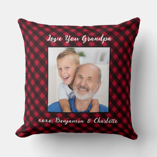 グランドパレッドバッファロープレイドカスタム写真クリスマス クッション (正面)