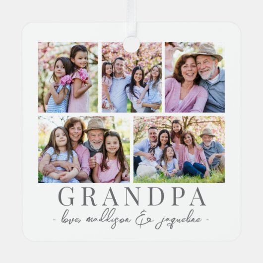 グランドパ写真クリスマス メタルオーナメント (正面)