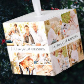 グランドパ写真コラージュモダンの記憶 キューブオーナメント