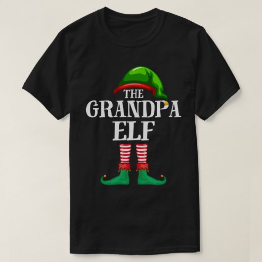 グランドパ小妖精や小人マッチングファミリークリスマスパーティーパジャマ Tシャツ (デザイン正面)