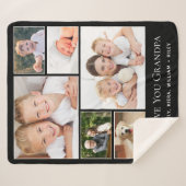 グランドパ愛パーソナライズされたYouフォトブラック シェルパブランケット (正面(横))