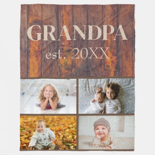 グランドパ用の木材パターンフリースブランケット フリースブランケット (正面)