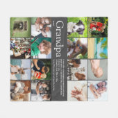 グランドパ祖父グランドデフィニション写真グレー フリースブランケット (正面(横))