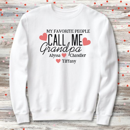 グランドパ赤いハート&グランドキッズ名 スウェットシャツ
