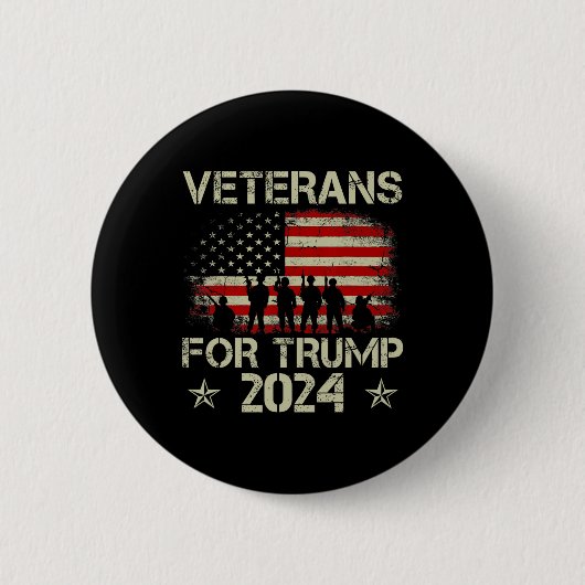 グランドパ退役軍人トランプ2024米国国旗4日 缶バッジ (正面)