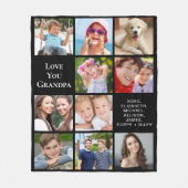 グランドパ10フォトコラージブラック フリースブランケット (正面)