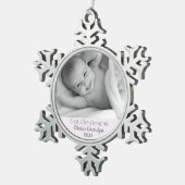 グランドパ1stクリスマスパーソナライズされた写真グランド8月 スノーフレークピューターオーナメント (右)