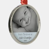 グランドパ1stパーソナライズされたクリスマス名年写真 メタルオーナメント (右)
