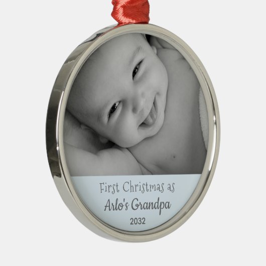 グランドパ1stパーソナライズされたクリスマス名年写真 メタルオーナメント (右)