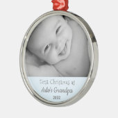 グランドパ1stパーソナライズされたクリスマス名年写真 メタルオーナメント (左)