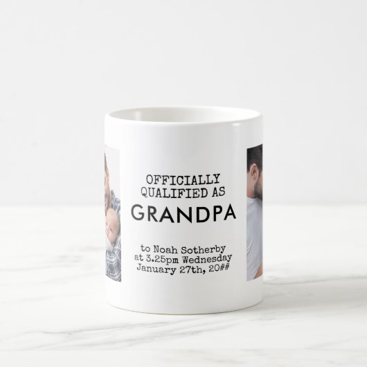 グランドパ2カスタムベビー写真と誕生の詳細 コーヒーマグカップ (中央)