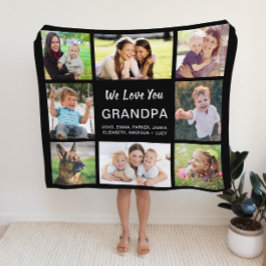 グランドパ8フォトコラージブラック フリースブランケット
